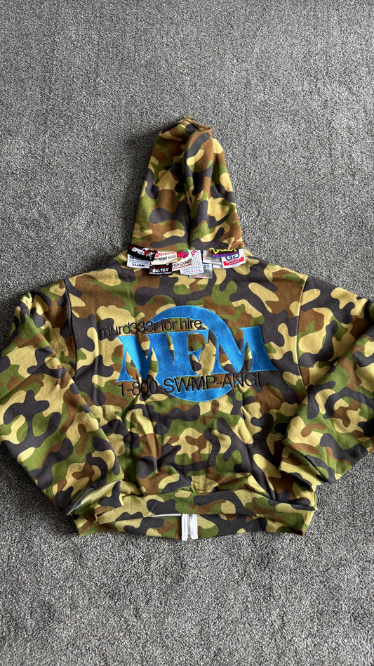 Murd333r fm x Greedy Unit Multi Tag Zip Up Camo