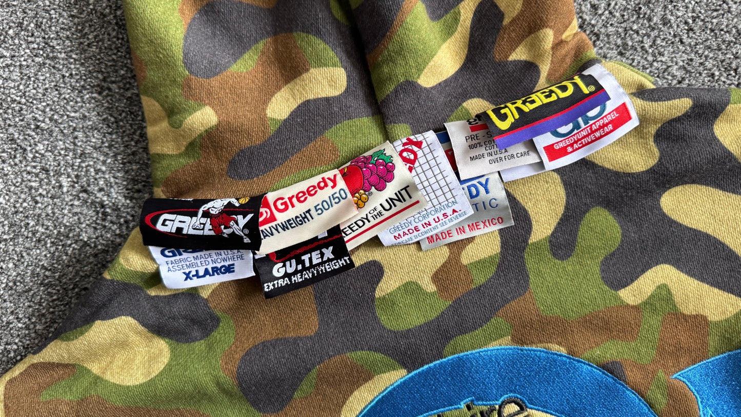 Murd333r fm x Greedy Unit Multi Tag Zip Up Camo