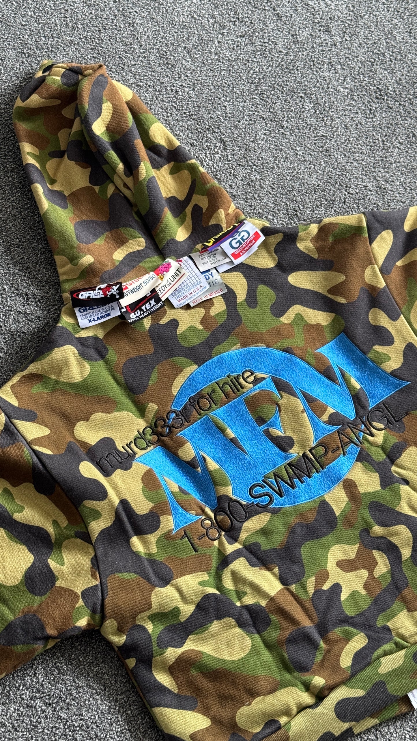 Murd333r fm x Greedy Unit Multi Tag Zip Up Camo