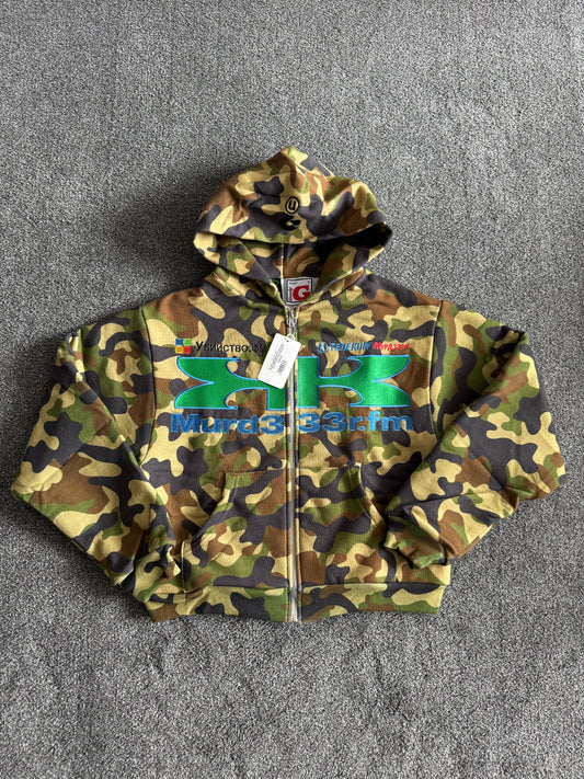 Murd333r fm x Greedy Unit Multi Tag Zip Up Camo